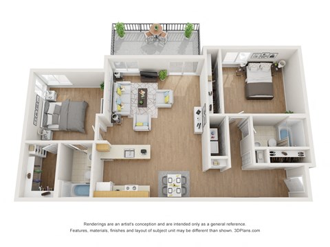 B2 Floorplan - two bed two bath